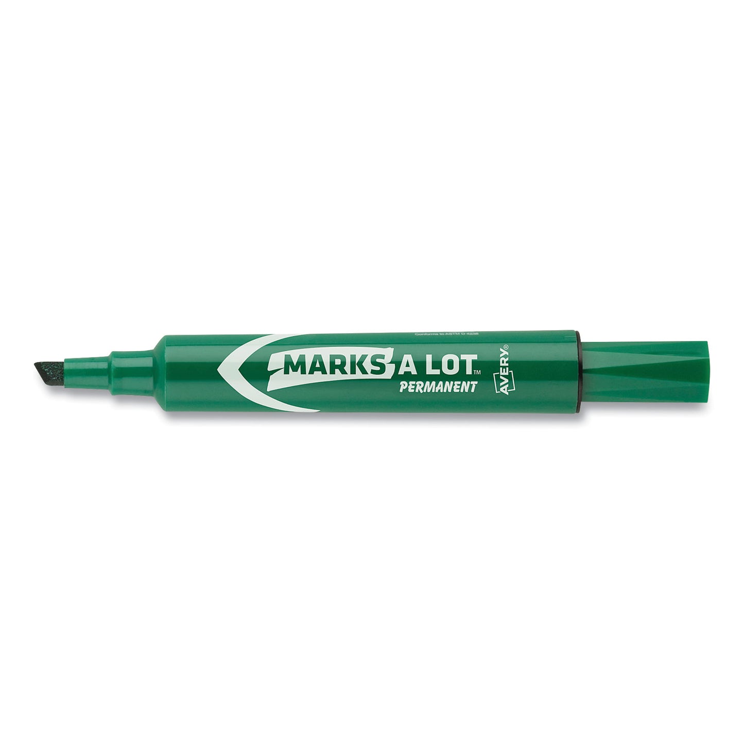 Avery MARKS A LOT Regular Desk-Style Permanent Marker, Broad Chisel Tip, Green, Dozen (7885) (07885)