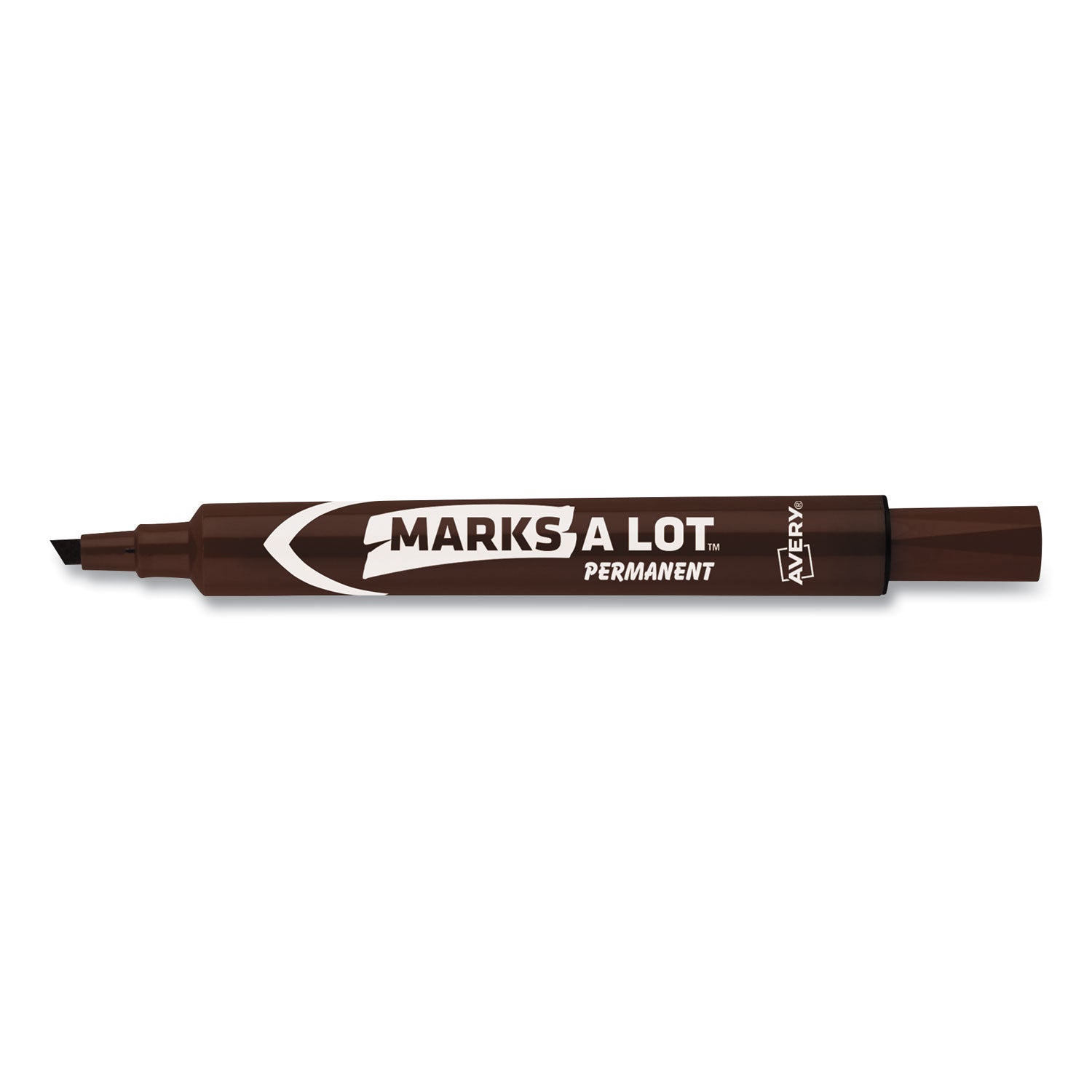 Avery MARKS A LOT Large Desk-Style Permanent Marker, Broad Chisel Tip, Brown, Dozen (8881) (08881)