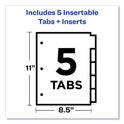 Office Essentials Plastic Insertable Dividers, 5-Tab, 11 x 8.5, Assorted Tabs, 1 Set (11465)