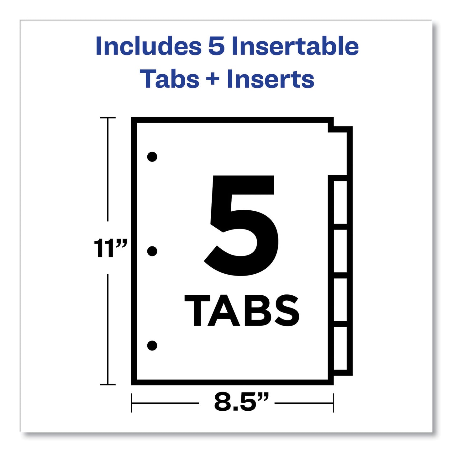 Office Essentials Plastic Insertable Dividers, 5-Tab, 11 x 8.5, Assorted Tabs, 1 Set (11465)