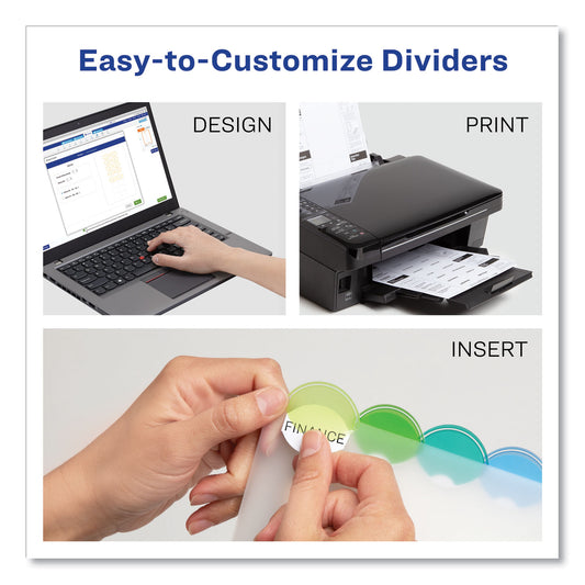 Avery Insertable Style Edge Tab Plastic Dividers, 8-Tab, 11 x 8.5, Translucent, 1 Set (11201)