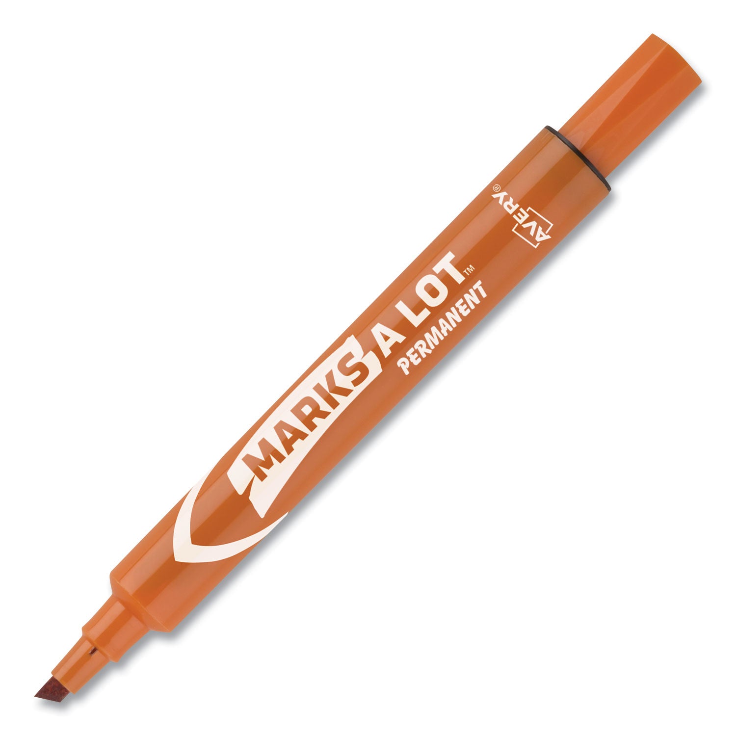 Avery MARKS A LOT Large Desk-Style Permanent Marker, Broad Chisel Tip, Orange, Dozen (8883) (08883)