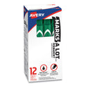 Avery MARKS A LOT Large Desk-Style Permanent Marker, Broad Chisel Tip, Green, Dozen (8885) (08885)
