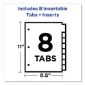 Office Essentials Plastic Insertable Dividers, 8-Tab, 11 x 8.5, Assorted Tabs, 1 Set (11467)