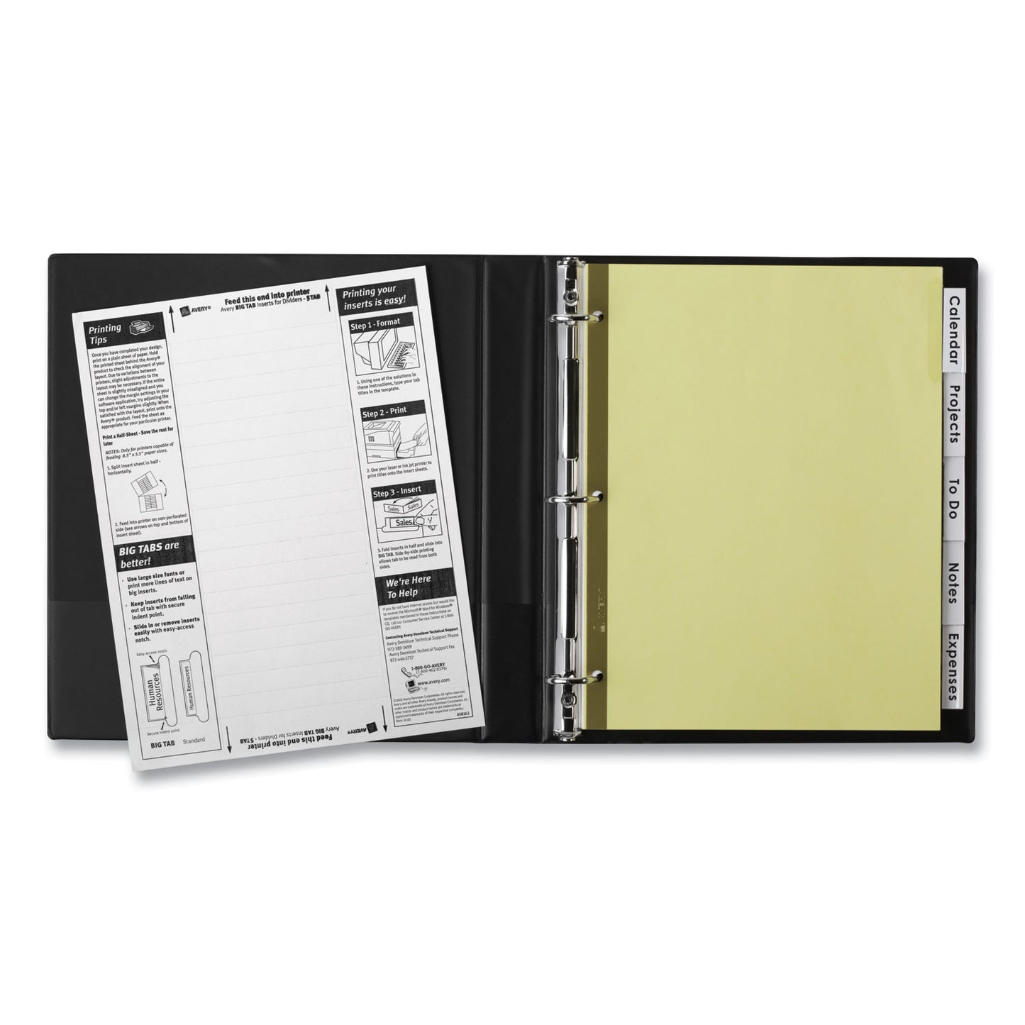 Avery Insertable Big Tab Dividers, 5-Tab, Double-Sided Gold Edge Reinforcing, 11 x 8.5, Buff, Clear Tabs, 1 Set (11110)