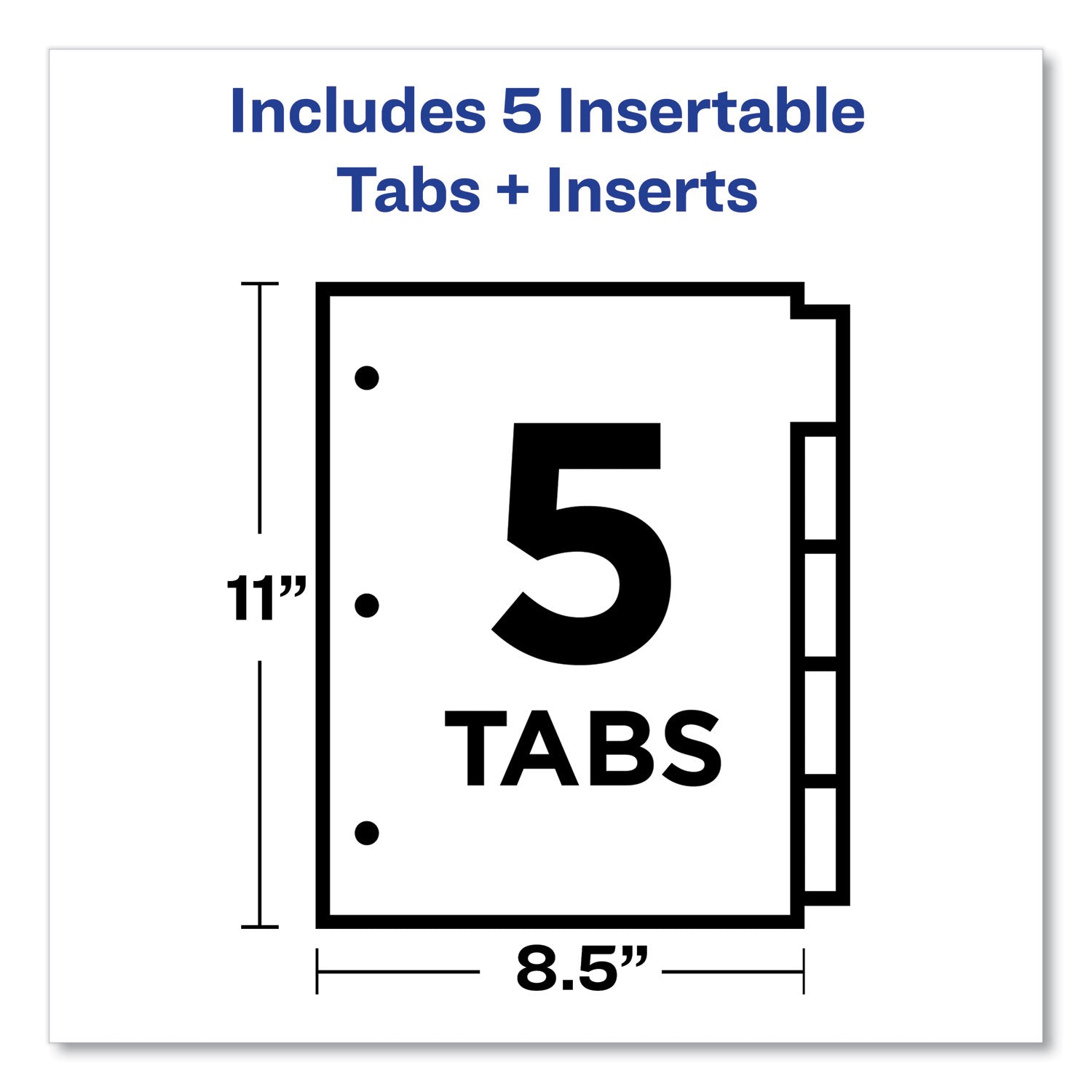 Avery Insertable Big Tab Dividers, 5-Tab, Double-Sided Gold Edge Reinforcing, 11 x 8.5, Buff, Clear Tabs, 1 Set (11110)