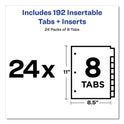 Avery Insertable Big Tab Dividers, 8-Tab, Double-Sided Gold Edge Reinforcing, 11 x 8.5, Buff, Clear Tabs, 24 Sets (11115)