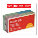 Universal Self-Stick Note Pads, 3" x 3", Assorted Pastel Colors, 100 Sheets/Pad, 12 Pads/Pack (35669)