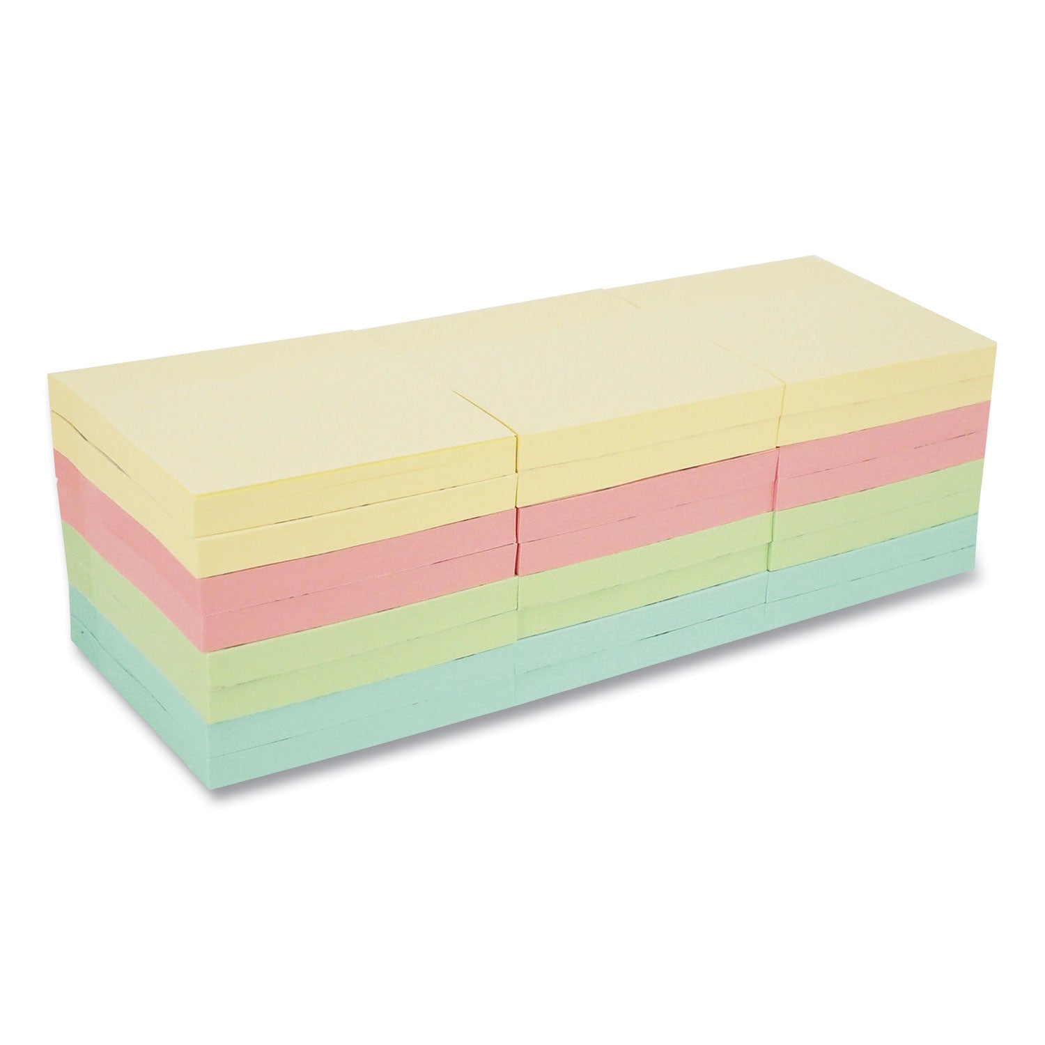 Universal Self-Stick Note Pad Cabinet Pack, 3" x 3", Assorted Pastel Colors, 90 Sheets/Pad, 24 Pads/Pack (35695)