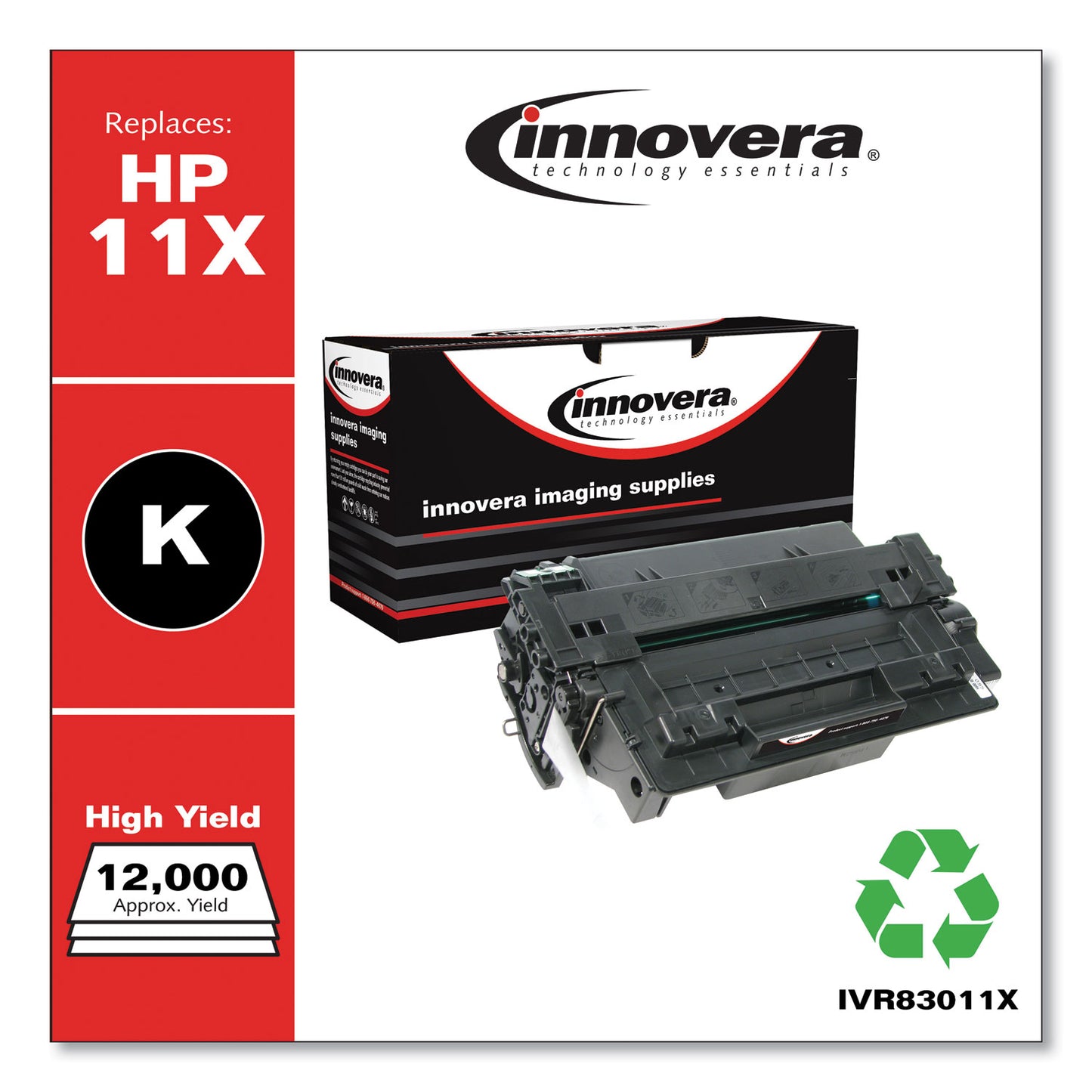 Innovera Remanufactured Black High-Yield Toner, Replacement for 11X (Q6511X), 12,000 Page-Yield (83011X)
