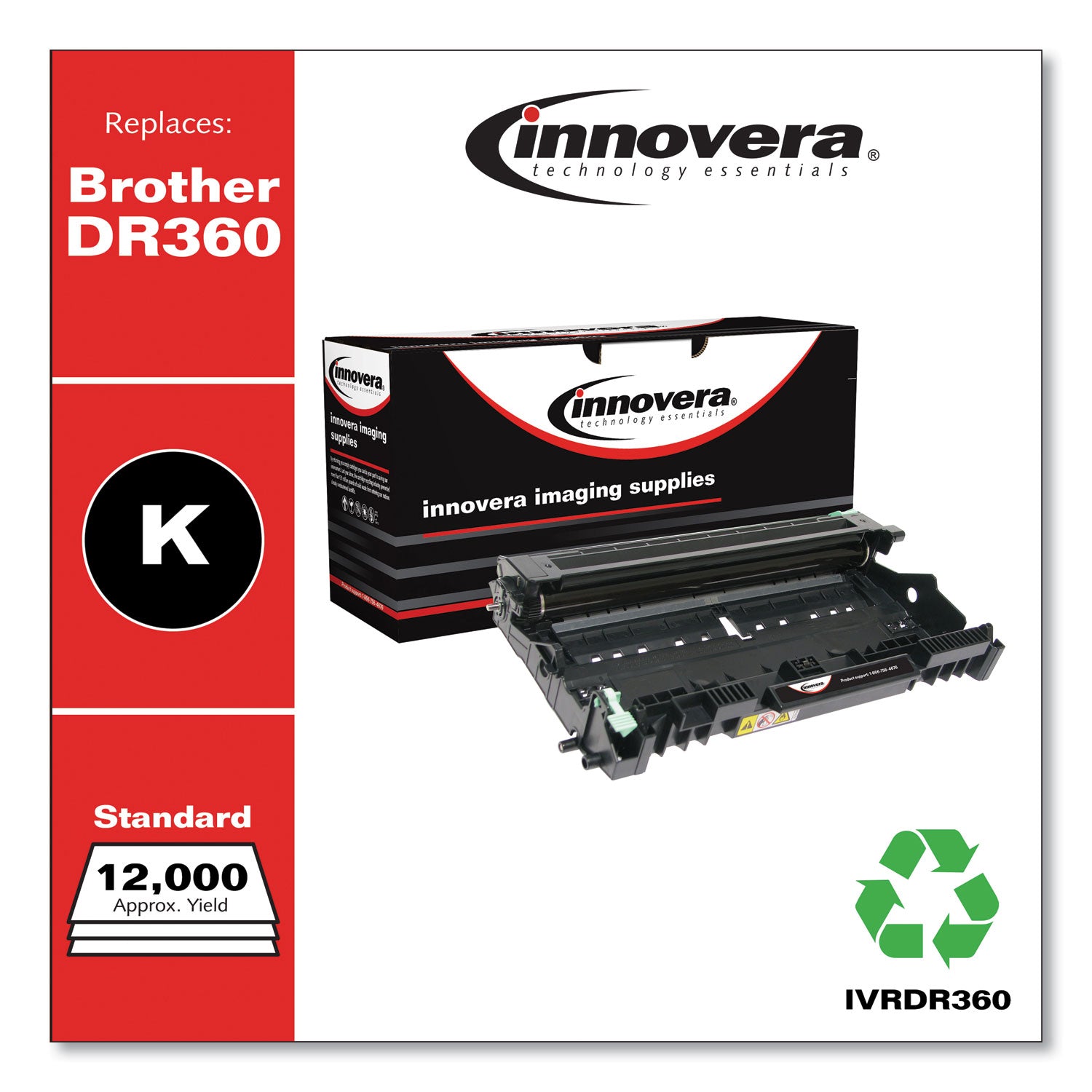 Innovera Remanufactured Black Drum Unit, Replacement for DR360, 12,000 Page-Yield