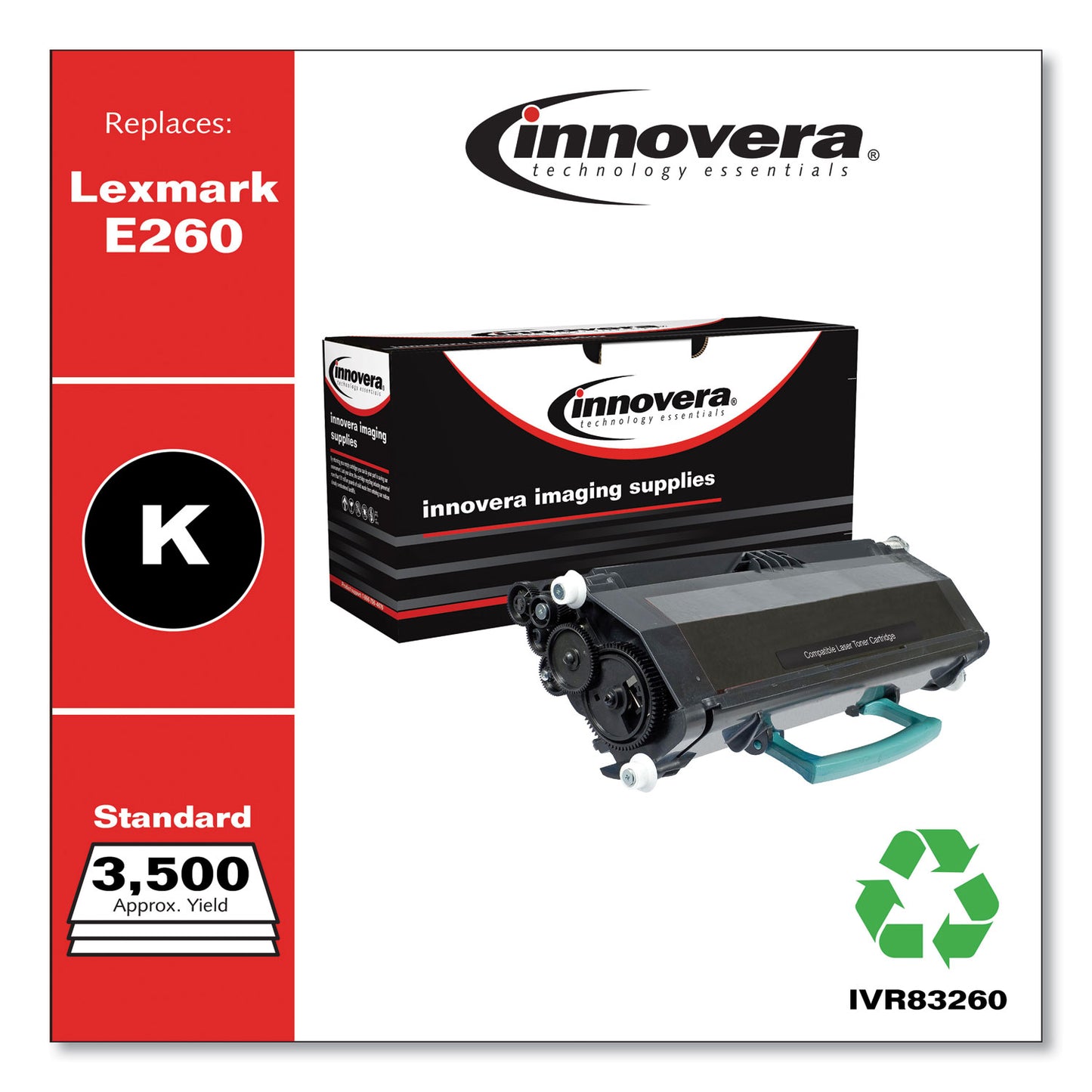 Innovera Remanufactured Black Toner, Replacement for E260A21A, 3,500 Page-Yield (83260)