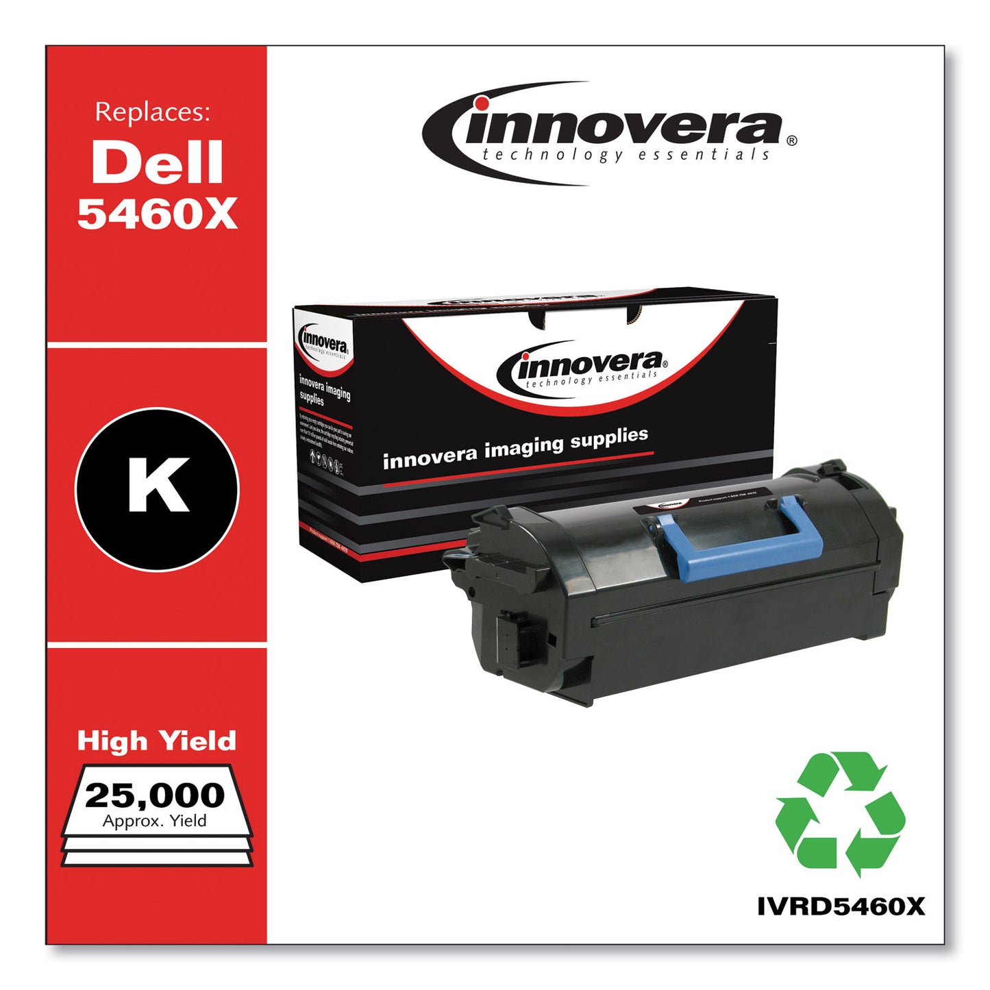 Innovera Remanufactured Black High-Yield Toner, Replacement for 331-9755, 25,000 Page-Yield (D5460X)