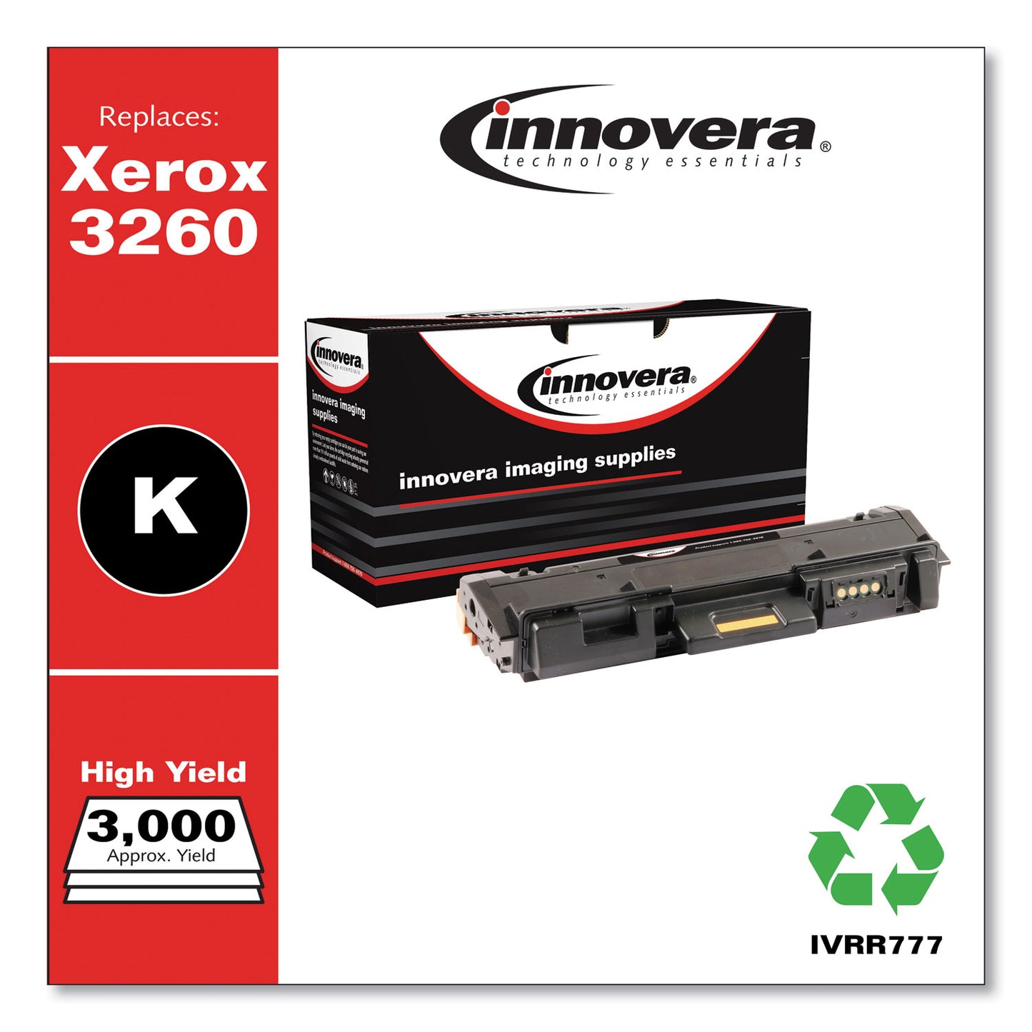 Innovera Remanufactured Black High-Yield Toner, Replacement for 106R02777, 3,000 Page-Yield (R777)