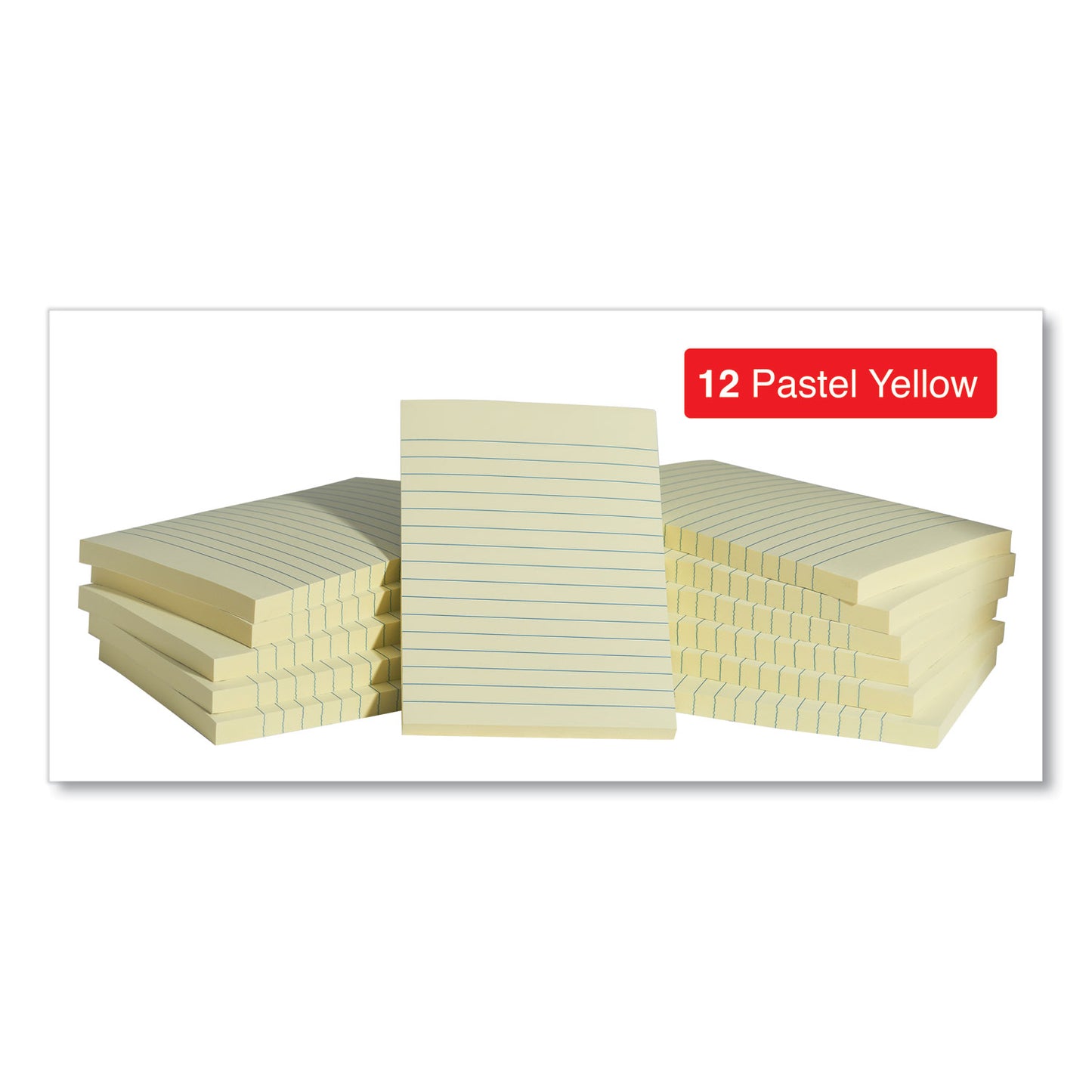 Universal Self-Stick Note Pads, Note Ruled, 4" x 6", Yellow, 100 Sheets/Pad, 12 Pads/Pack (35673)