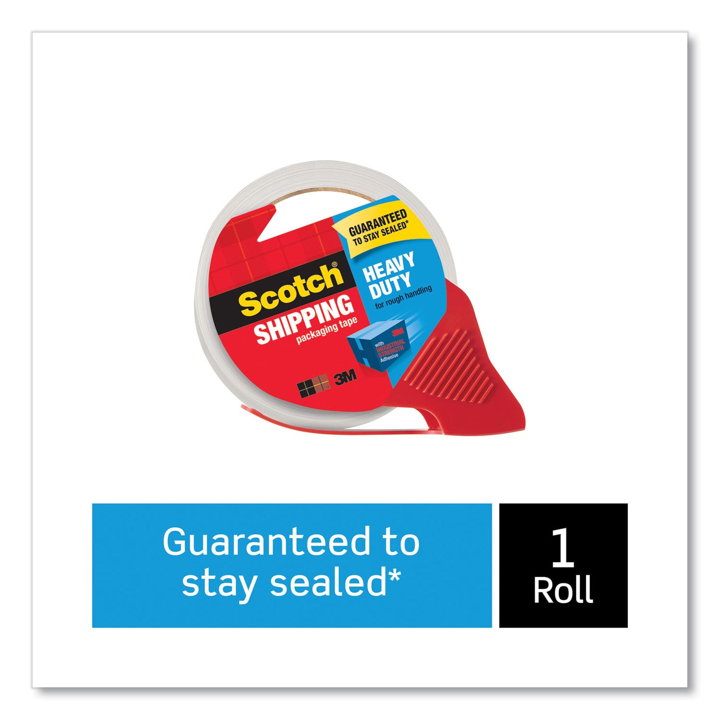 Scotch 3850 Heavy-Duty Packaging Tape with Dispenser, 3" Core, 1.88" x 54.6 yds, Clear, 1/Roll (3850RD)