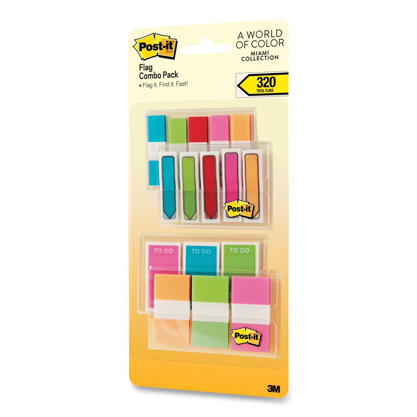 Post-it Standard and Arrow Flag Combo Pack, 0.47" and 0.94", Assorted Colors, 320/Pack (683XLM)