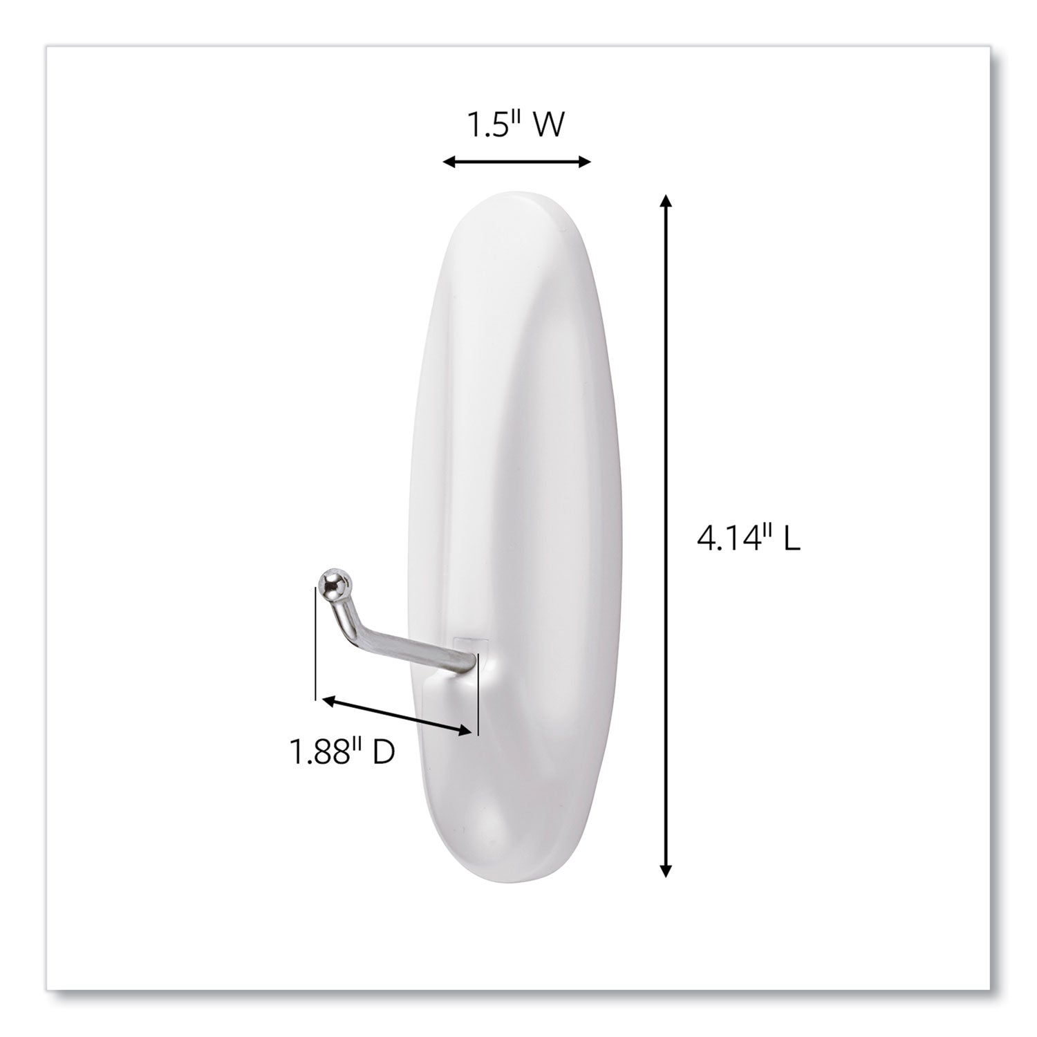 Command General Purpose Wire Hooks, Large, Metal, White, 5 lb Capacity, 3 Hooks and 8 Strips/Pack (170693ES)