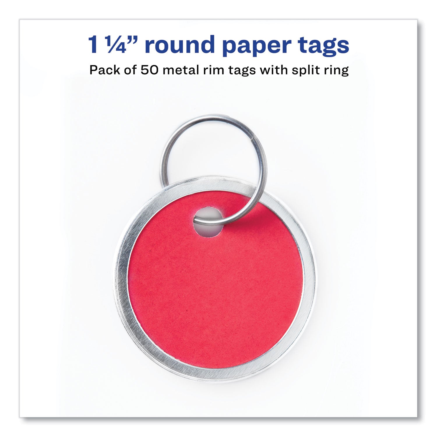 Avery Key Tags with Split Ring, 1.25" dia, Assorted Colors, 50/Pack (11026)