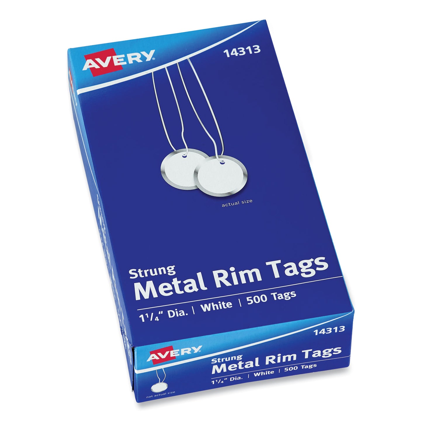 Avery Heavyweight Stock Metal Rim Tags, 1.25" dia, White, 500/Box (14313)