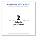 Avery Shipping Labels w/ TrueBlock Technology, Inkjet Printers, 5.5 x 8.5, White, 2/Sheet, 25 Sheets/Pack (8126) - 2 Pack