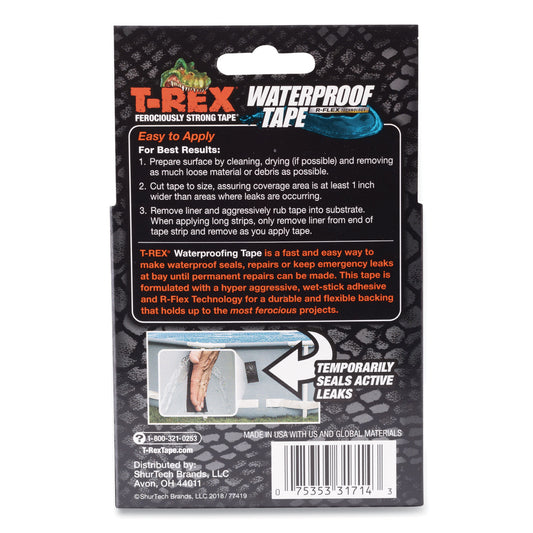 T-Rex Waterproof Tape, 3" Core, 2" x 5 ft, Black (285988)