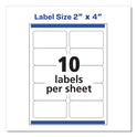 Avery Shipping Labels w/ TrueBlock Technology, Inkjet/Laser Printers, 2 x 4, White, 10/Sheet, 500 Sheets/Carton (95910)