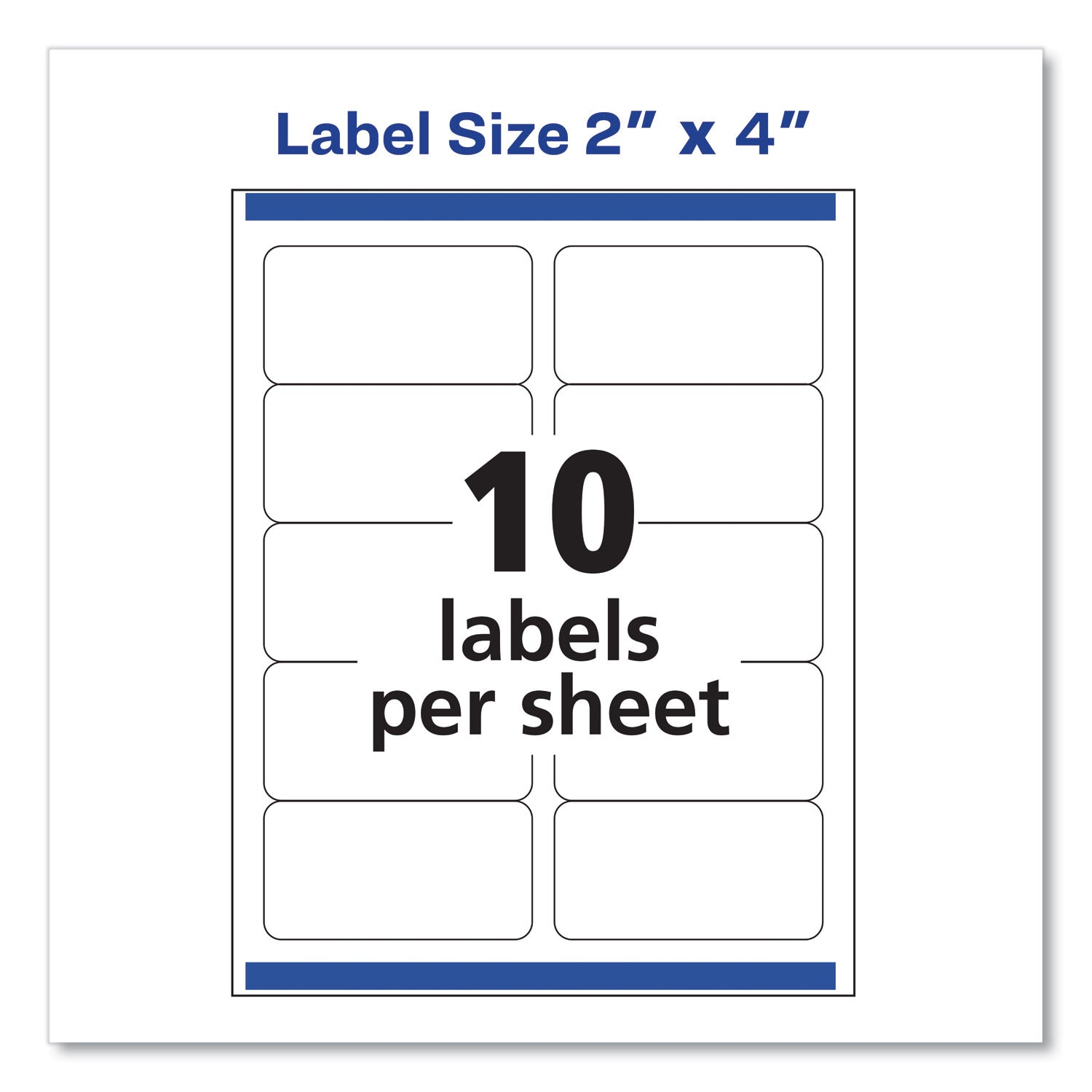 Avery Shipping Labels w/ TrueBlock Technology, Inkjet/Laser Printers, 2 x 4, White, 10/Sheet, 500 Sheets/Carton (95910)