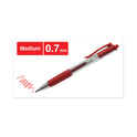 Universal Comfort Grip Gel Pen, Retractable, Medium 0.7 mm, Red Ink, Clear/Red Barrel, Dozen (39914)