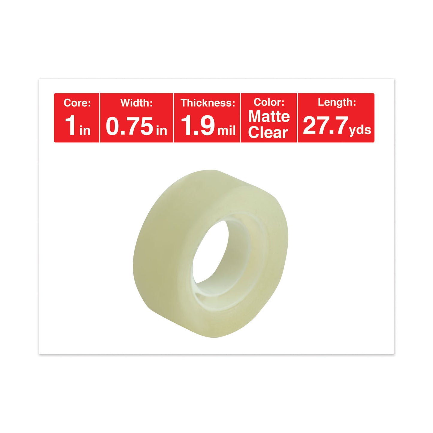 Universal Invisible Tape, 1" Core, 0.75" x 83.33 ft, Clear, 12/Pack (83412)