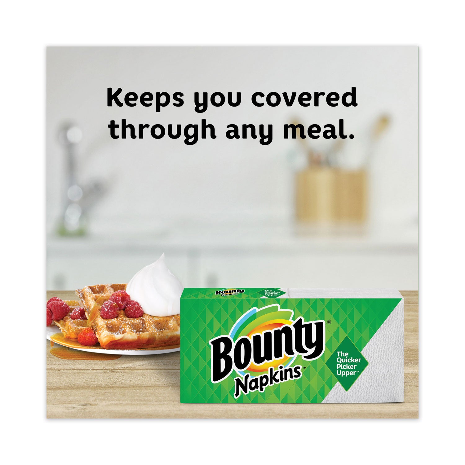 Bounty Quilted Napkins, 1-Ply, 12 1/10 x 12, White, 200/Pack, 8 Pack/Carton (96595CT)