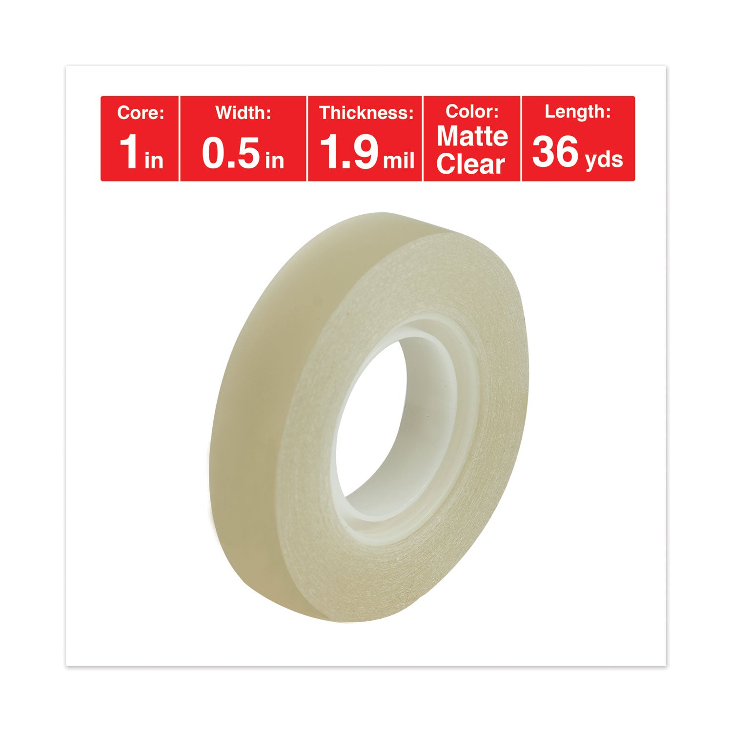 Universal Invisible Tape, 1" Core, 0.5" x 36 yds, Clear (81236)