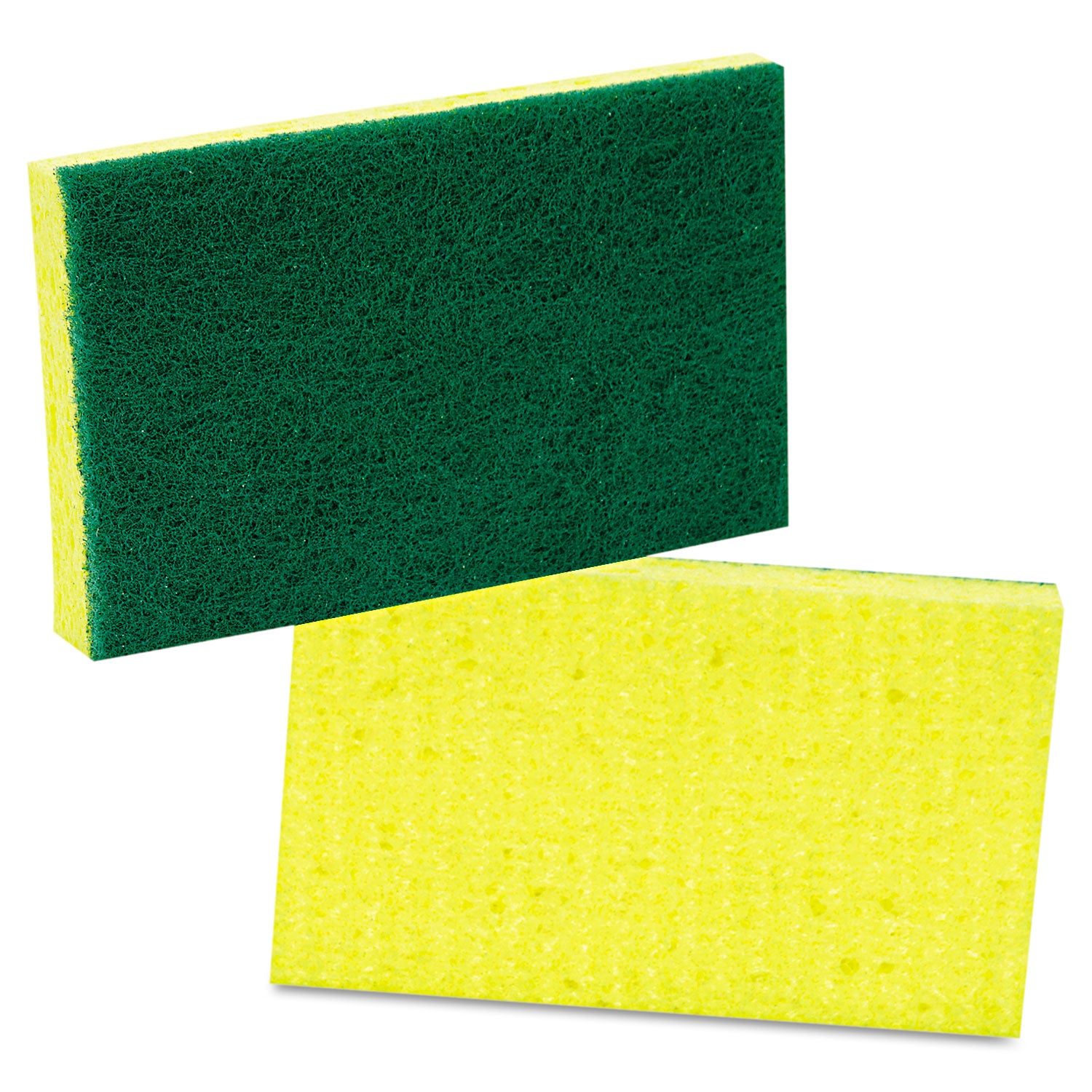 Scotch-Brite Medium-Duty Scrubbing Sponge, 3.6 x 6.1, 0.7" Thick, Yellow/Green, 10/Pack (74CC)