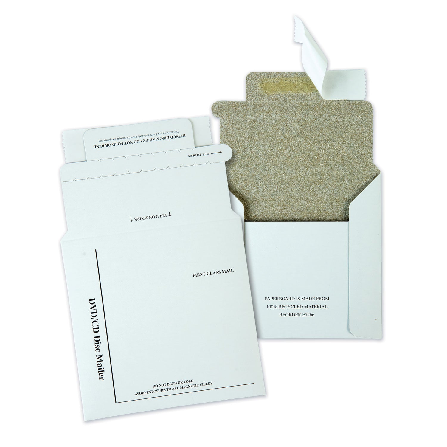 Quality Park Disk/CD Foam-Lined Mailers for CDs/DVDs, Square Flap, Redi-Strip Adhesive Closure, 5.13 x 5, White, 25/Box (E7266)