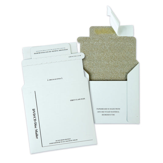 Quality Park Disk/CD Foam-Lined Mailers for CDs/DVDs, Square Flap, Redi-Strip Adhesive Closure, 5.13 x 5, White, 25/Box (E7266)