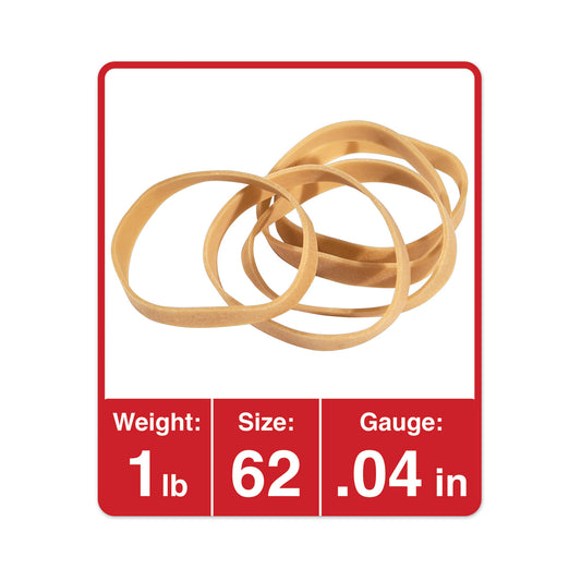 Universal Rubber Bands, Size 62, 0.04" Gauge, Beige, 1 lb Box, 490/Pack (00162)