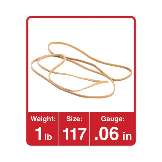 Universal Rubber Bands, Size 117, 0.06" Gauge, Beige, 1 lb Box, 210/Pack (01117)