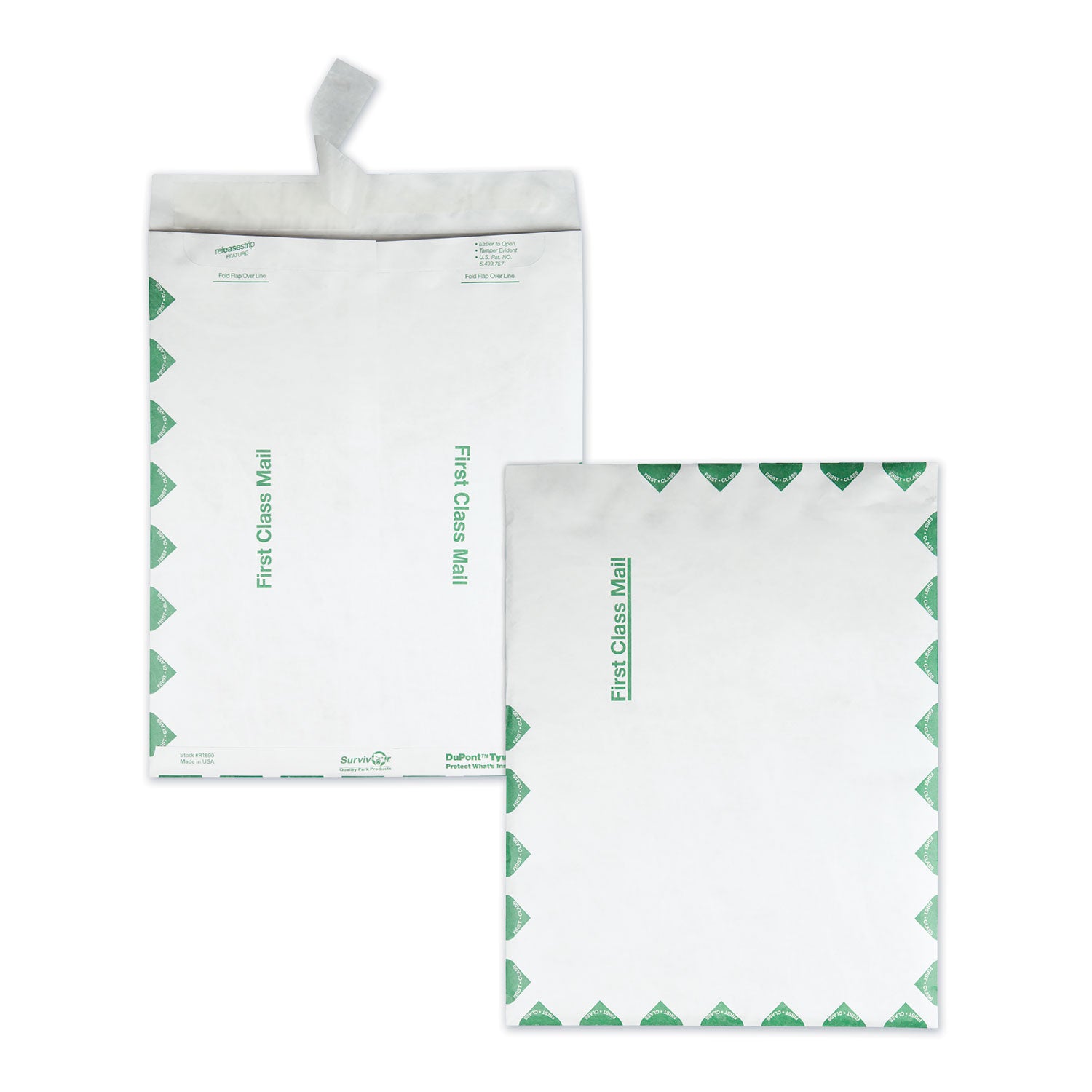 Survivor Lightweight 14 lb Tyvek Catalog Mailers, First Class, #15 1/2, Square Flap, Redi-Strip Closure, 12 x 15.5, White, 100/Box (R1800)