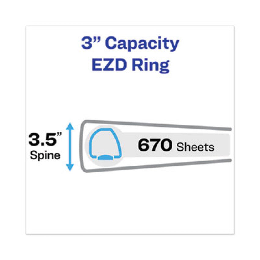 Heavy-Duty View Binder with DuraHinge and Locking One Touch EZD Rings, 3 Rings, 3" Capacity, 11 x 8.5, Pacific Blue