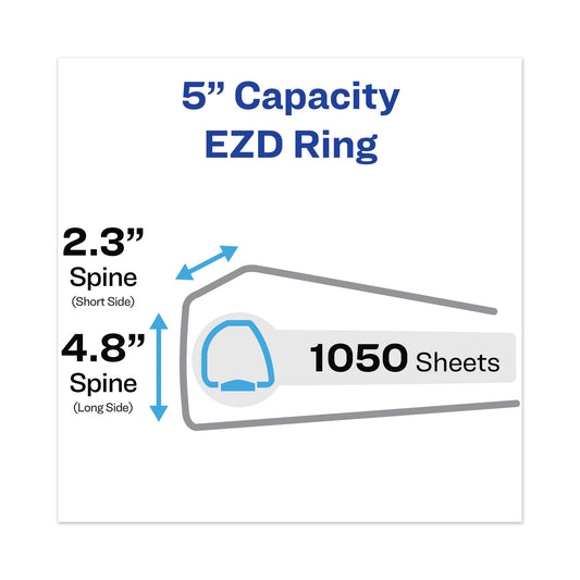 Avery Heavy-Duty View Binder with DuraHinge and Locking One Touch EZD Rings, 3 Rings, 5" Capacity, 11 x 8.5, White (79106)