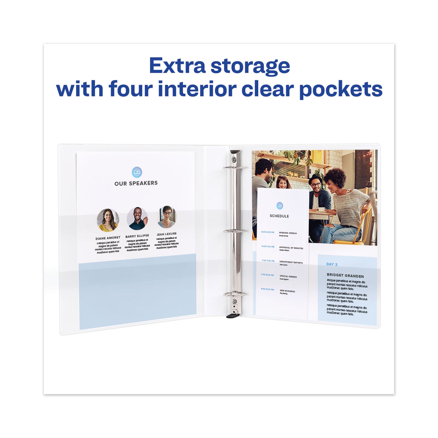 Avery Heavy-Duty View Binder with DuraHinge and One Touch EZD Rings, 3 Rings, 1" Capacity, 11 x 8.5, White (79199)