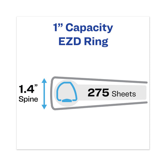 Avery Heavy-Duty View Binder with DuraHinge and One Touch EZD Rings, 3 Rings, 1" Capacity, 11 x 8.5, White (79199)