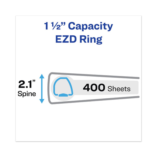 Avery Heavy-Duty View Binder with DuraHinge and One Touch EZD Rings, 3 Rings, 1.5" Capacity, 11 x 8.5, Black (79695)