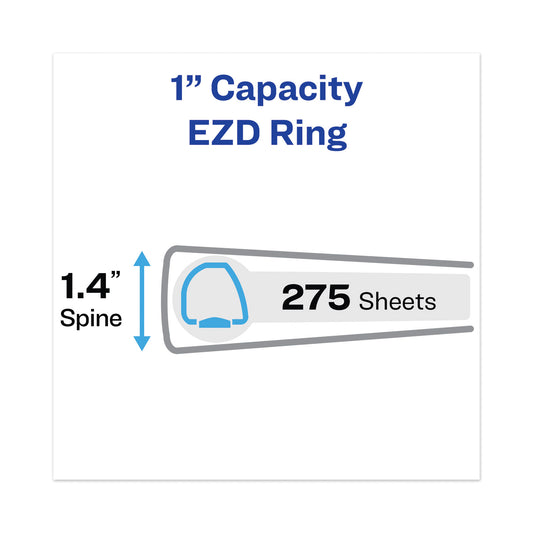 Avery Heavy-Duty View Binder with DuraHinge and One Touch EZD Rings, 3 Rings, 1" Capacity, 11 x 8.5, Black (79699)