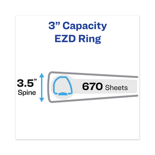 Avery Heavy-Duty View Binder with DuraHinge and Locking One Touch EZD Rings, 3 Rings, 3" Capacity, 11 x 8.5, White (79193)