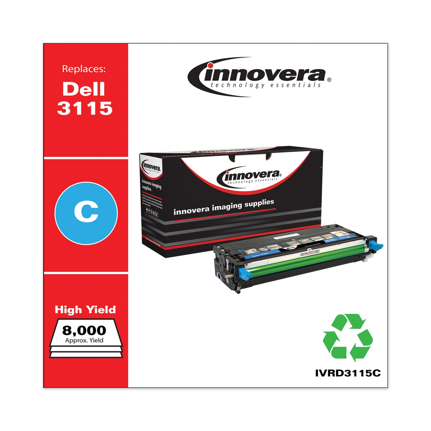Innovera Remanufactured Cyan High-Yield Toner, Replacement for 310-8379, 8,000 Page-Yield (D3115C)