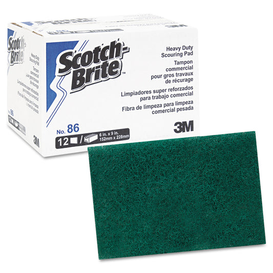 Scotch-Brite Heavy Duty Scouring Pad 86, 6 x 9, Green, 12/Pack, 3 Packs/Carton (86CT)