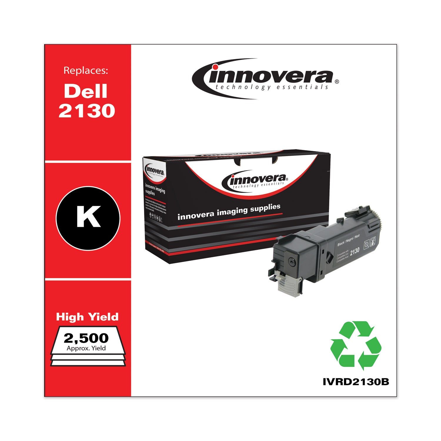 Innovera Remanufactured Black High-Yield Toner, Replacement for 330-1436, 2,500 Page-Yield (D2130B)