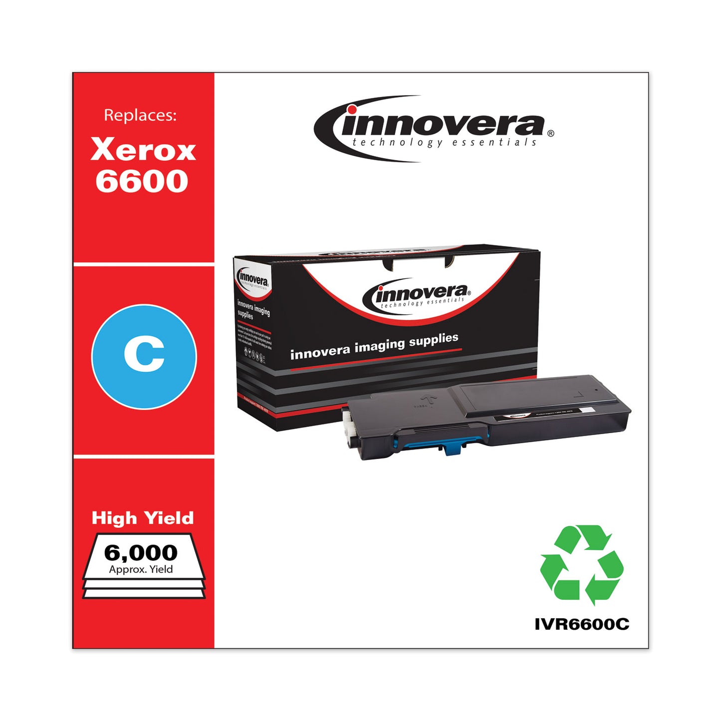 Innovera Remanufactured Cyan High-Yield Toner, Replacement for 106R02225, 6,000 Page-Yield (6600C)