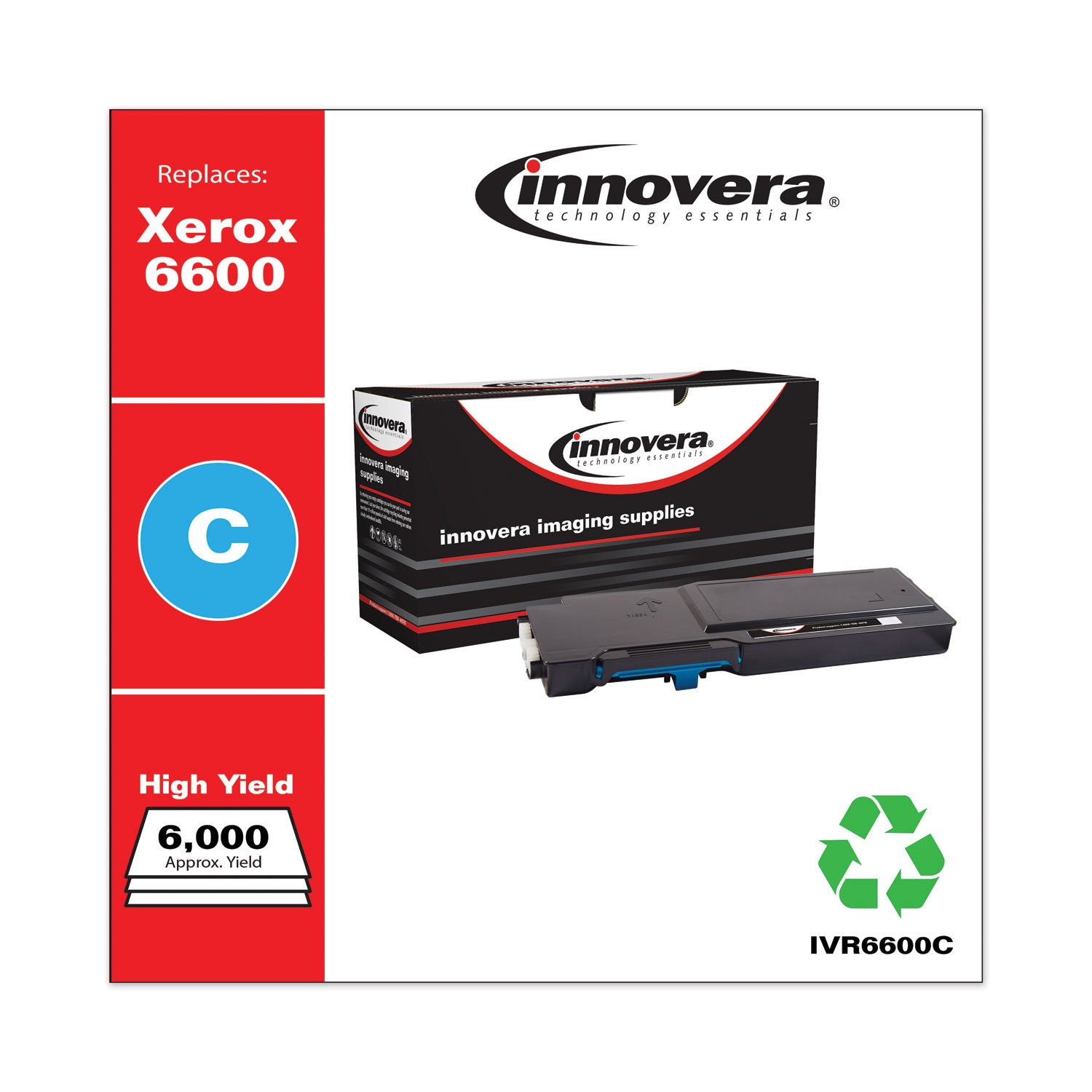Innovera Remanufactured Cyan High-Yield Toner, Replacement for 106R02225, 6,000 Page-Yield (6600C)
